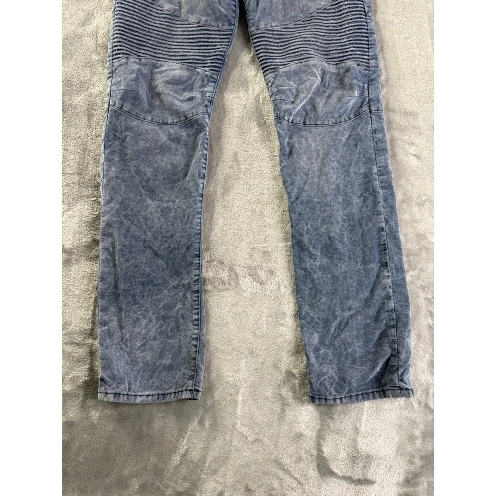 EU 31 True Religion Geno Relaxed Slim Moto Corduroy Pants Blue Acid Wash Men's